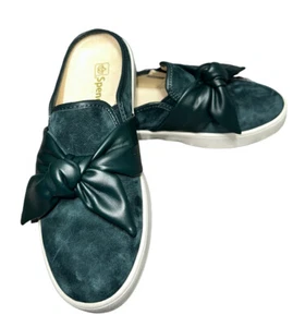 SPENCO WOMENS SLIDE CLOGS SHOES GREEN SUEDE SIZE 7.5B - Picture 1 of 6