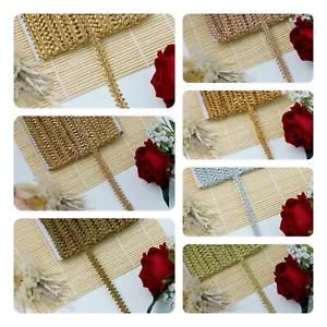 FCL 1 Cm Wide 3cm Metallic Rick Rack Gota zari Braid Lace Trim Embellishment Sew - Picture 1 of 34
