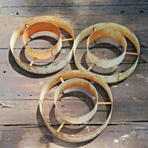 (3) 1950s Vintage Reclaimed Metal Satellite Pendant Light Shade Group Lot Modern Cover