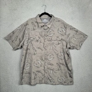 Croft & Barrow Shirt Mens XXL Gray Quick Dry Fish Print Performance Stretch - Picture 1 of 12