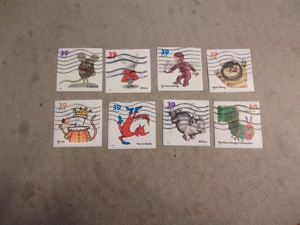 USA Used, 2006 Issue, 39 Cent Children's Book Animals, (Set of 8) Scott #3987-94 - Image 1 of 1