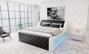 Waterbed full bed set luxury black white LED bed AREZZO leather dual system - Picture 1 of 8