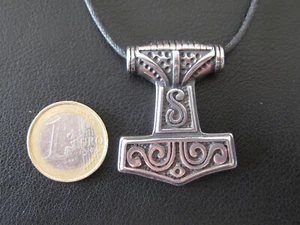 Thors Hammer Eule Edelstahl Kettenanhänger Mjölnir Thor Hammer beidseitig / x827 - Picture 1 of 11