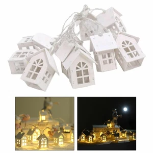 Christmas String Fairy Lights Wooden House Hanging Xmas Battery Decoration Tree - Picture 1 of 11