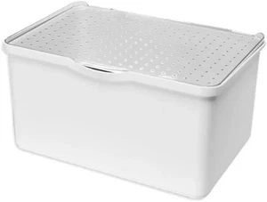 Cubo de almacenamiento con tapa apilable mediana Madesmart para baño mediano, blanco - Imagen 1 de 9
