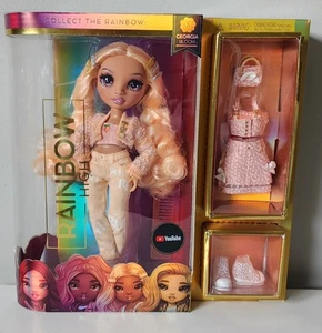 MGA Rainbow High Series 3 Georgia Bloom Fashion Doll! Peach 2 Outfits Rare! NRFB - Picture 1 of 12
