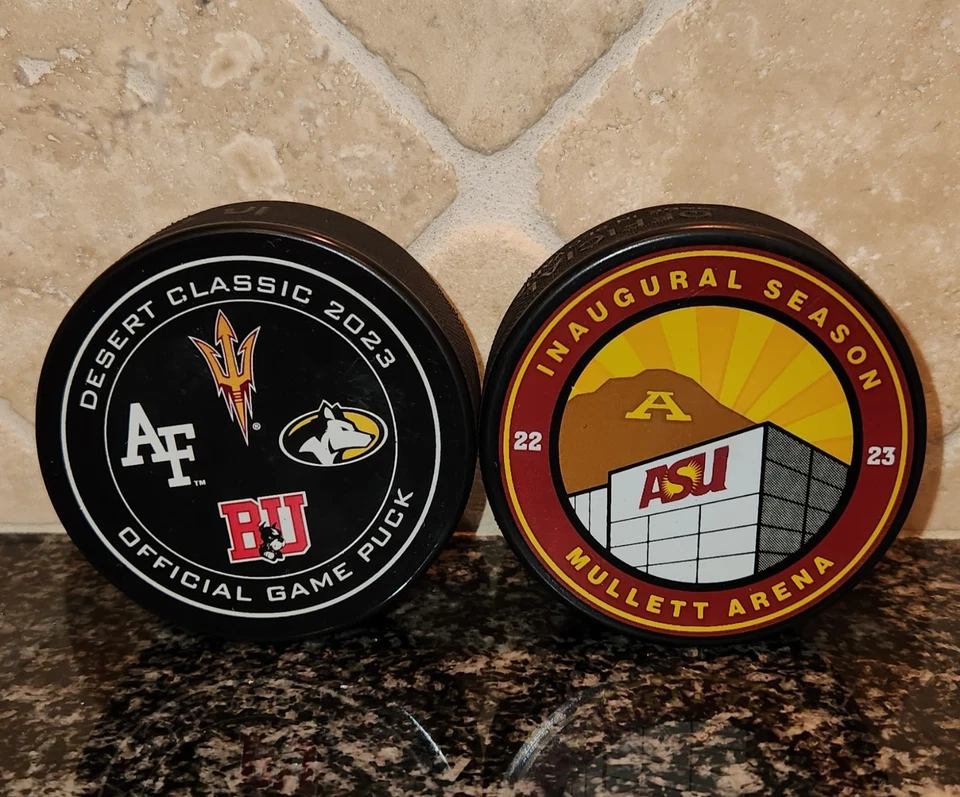 ASU Arizona State Sun Devils 2023 Desert Hockey Classic Official Game Puck - Image 1 of 1