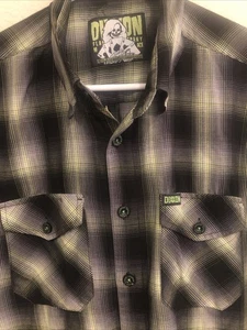 Men Dixxon Flannel The Ace Button Down Shirt Sz Medium Black & Gray Plaid - Picture 1 of 9