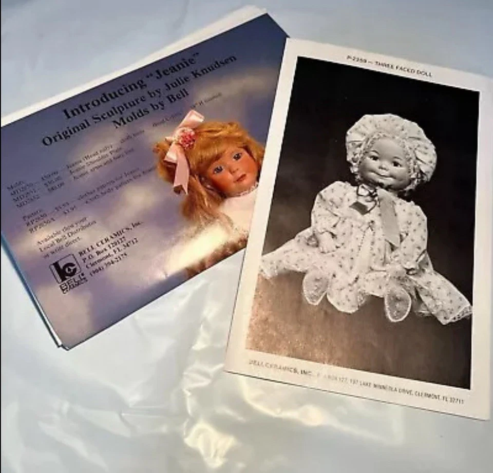Body Cloth Pattern Dolls Bell Ceramics Three Faced Baby Jeanie - Image 1 of 1