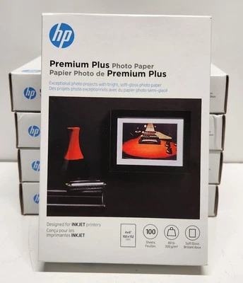 HP Premium Plus Soft Gloss Inkjet Photo Paper 4x6" 100 Sheets CR666A Qty 5 - Image 1 of 4