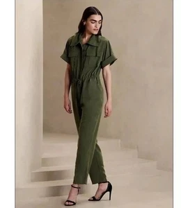 New Banana Republic Modern Utility Flight Workwear Jumpsuit Olive Green Small - Picture 1 of 7