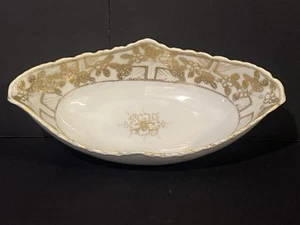 Antique Nippon Candy/Celery Dish Morimura Bros Hand Painted Flowers Gold Moriage - Picture 1 of 6