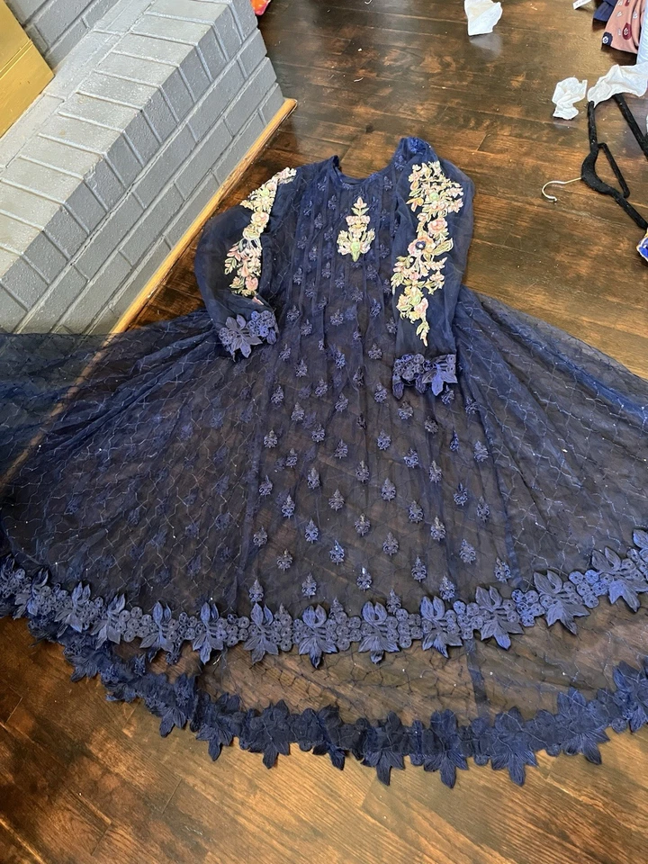 Pakistani Feraaq Ready ToWear Suits Indian Wedding Party bollywood Blue - Image 1 of 4