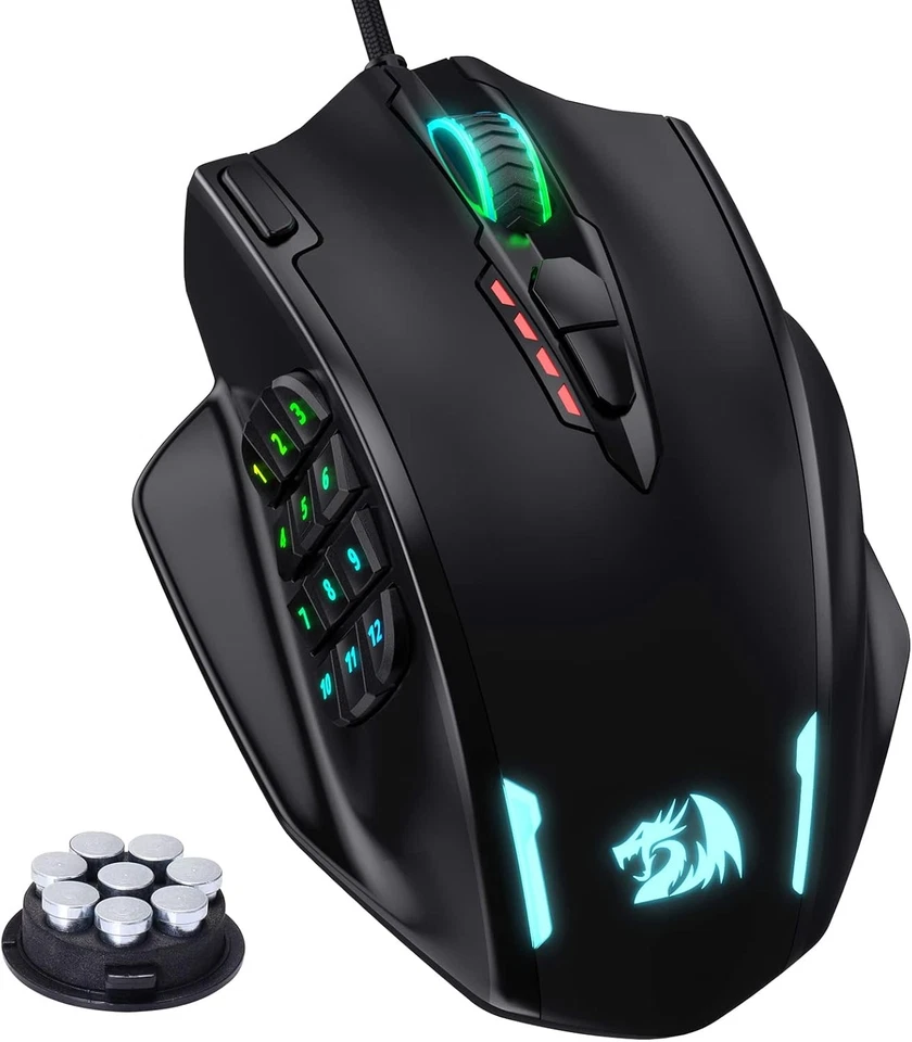 Redragon M908 Impact RGB LED MMO Mouse with Side Buttons Optical Black-M908  - Image 1 of 4