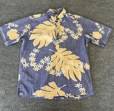 Camisa Reyn Spooner Para Hombre Grande Azul Amarillo Hawaiano Popover Conmemorativa Foto 1 de 4
