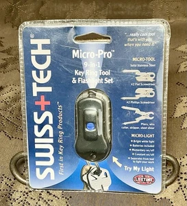 Swiss Tech Micro Pro 9 In 1 Key Chain Tool And Flashlight Set 2004 Micro Tool - Picture 1 of 3