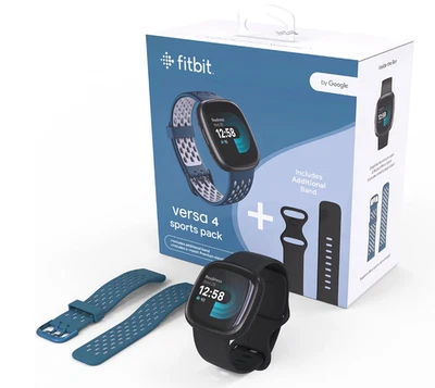 Fitbit Versa 4 Sports Pack 40,5mm Aluminiumgehäuse mit Sportarmband - Schwarz - Bild 1 von 4