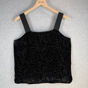 Handgefertigte Damen Bluse schwarz Samt Blattstruktur Tanktop breite Träger groß - Bild 1 von 11