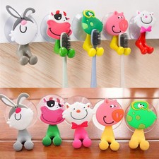 1X3D Cartoon Animal Cute Sucker Toothbrush Wall Holder Suction Cup Bathroom Baby