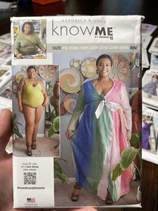 KNOW ME ME2037 SEWING PATTERN ONE PIECE SWIMSUIT COVER UP SIZES 16W-38W UNCUT FF - Picture 1 of 2