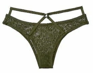 Victorias Secret Green Snake Lace Brazilian Panties Size M Sexy Strappy Waist - Picture 1 of 15