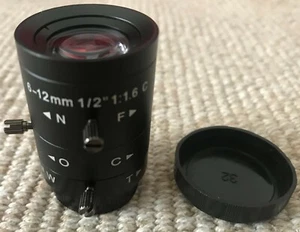 Camera Varifocal Lens 3MP FL 6-12mm F1.6 C Mount Horizontal FOV 31° Format 1/2" - Picture 1 of 5