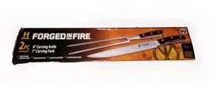 FORGED IN FIRE Stainless Steel 8" Carving Knife 7" Fork 2 Pc Set History Channel - Picture 1 of 8