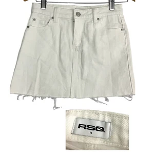 RSQ White Denim Mini Skirt Cut Off Sz 14 Girls  - Picture 1 of 8