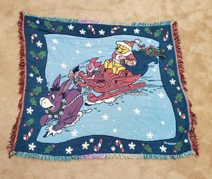 Vintage Classic Winnie Pooh Tapestry Throw Blanket Eeyore Piglet Christmas - Picture 1 of 8