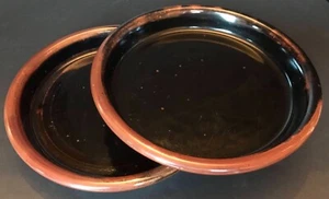 DANSK Vintage Brown Black Stoneware Baking Dishes Shallow NR/Japan 10” Set of 2 - Picture 1 of 5