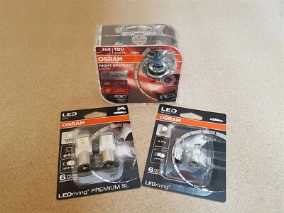 VW Polo 2010-14 H4 Osram Nightbreaker Lazer + LED bulb upgrade kit Genuine OSRAM - Image 1 of 4