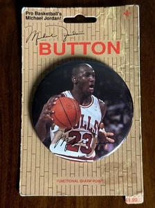 Michael Jordan Pinback Button Jump Inc Gibson Greetings 3" Vintage - Picture 1 of 3