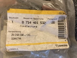 Junkers Bosch Boiler Ignition Cable PN: 8714401532 - NOS ZR/ZSR/ZWR Cerastar - Picture 1 of 4