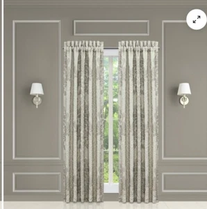 J. Queen New York Leonardo Celadon Green 2 Lined Pole Top Drapery Panels 50x84 - Picture 1 of 5