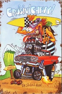 Big Daddy Roth - Cruisin' Chevy - I'm Stoked Man Tin Metal Poster Sign - Picture 1 of 1