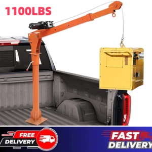 1100lbs Electric Pickup Truck Crane with Electric Winch 3500lbs12Vio360°Rotation - Picture 1 of 10