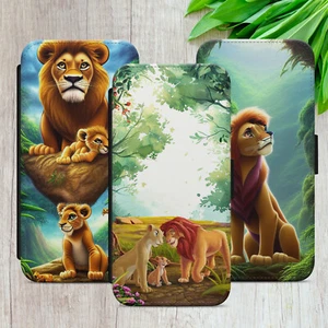 LION KING FLIP FOR IPHONE SAMSUNG GOOGLE SIMBA ART WALLET PHONE CASE COVER GIFT - Picture 1 of 36