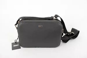 DKNY TUTU DOUBLE ZIP CAMERA CROSSBODY BAG BLACK W STRAP NWT - Picture 1 of 4