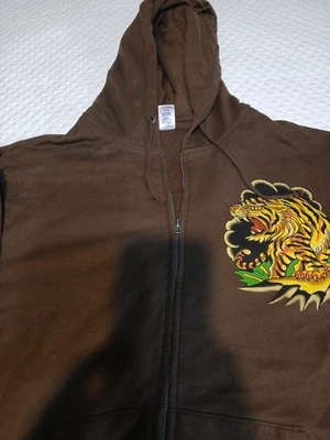 Sudadera con Capucha Vintage Ed Hardy Tiger Marrón Envejecida Grande Christian Audigier Limpia Foto 1 de 4