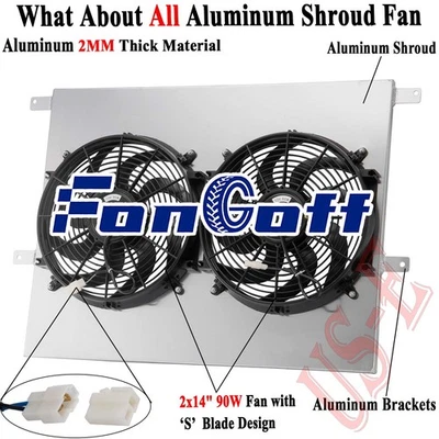Aluminum Shroud Electric Fan Fit 83-94 Ford F150 F250 F350 6.9L 7.3L Powerstroke Foto 1 de 4