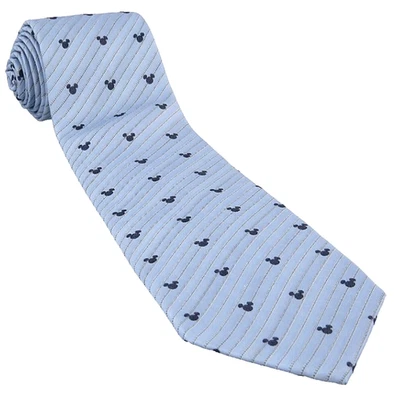 Corbata a rayas azul icono de Mickey Mouse del parque Disney para hombre 100 % seda nueva con etiquetas Foto 1 de 4