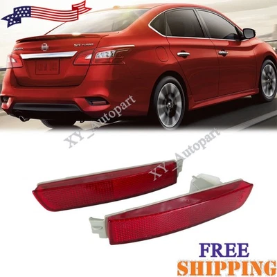 For 2013-2018 Nissan Sentra Rear Bumper Reflector Lamp Light Left+Right Red Lens - Image 1 of 4