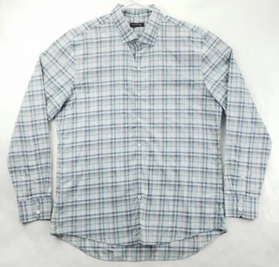 Camisa Zachary Prell Para Hombre Grande Azul Algodón a Cuadros Calce Regular Clásica Abotonada Foto 1 de 4