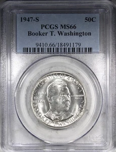 1947-S Booker T Washington Commemorative Half Dollar PCGS MS66 - Picture 1 of 4