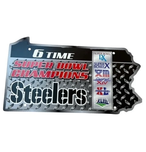 NFL Pittsburgh Steelers 17.5" 6 Veces Super Bowl Letrero Bar Cueva Garaje Pared Foto 1 de 1