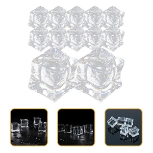 50pcs Reusable Ice Cube Acrylic Squares Ice Cubes Washable Ice Cube Fish Tank - Picture 1 of 12