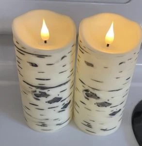 Amazon Paar 2 flammenlose Birkenkerzen 2 AA Batterien 6" mal 3" Neu - Bild 1 von 4