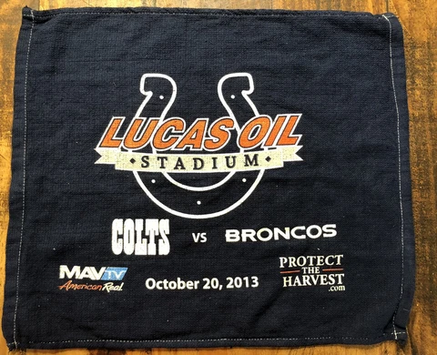 2013 NFL Football Lucas Oil Stadium Colts vs Broncos Rally Gameday Towel Rag Cover