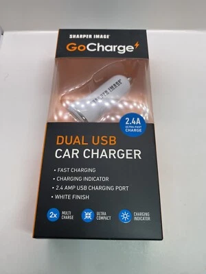 Sharper Image Go Charge Dual USB Car Charger • White - Image 1 of 2