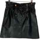 River Island Paperbag Faux Leather Mini Skirt - Black - size 10